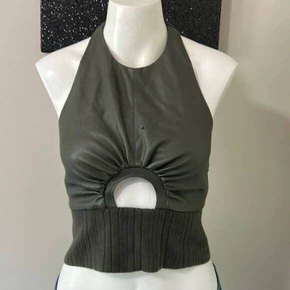 3.1 Phillip Lim Leather Alternative Halter Top Sz 2 Flaw - Picture 4 of 14